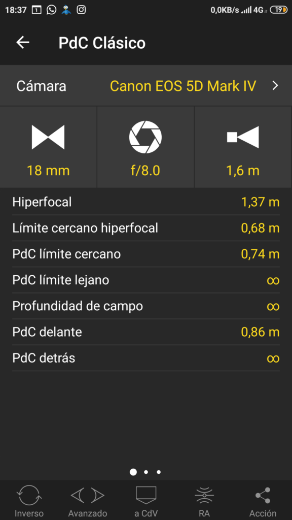 Distancia hiperfocal y profundidad de campo